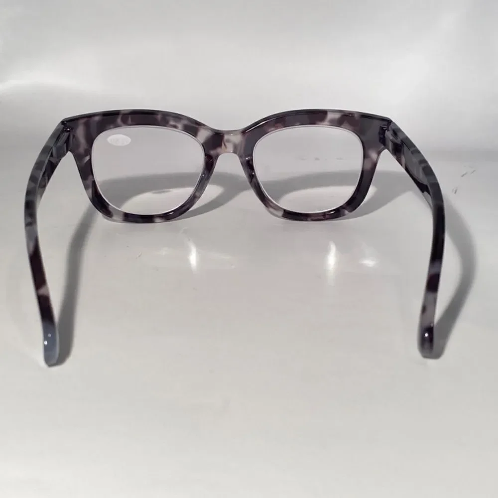 1145 Mona Reading Glasses 2.50 Sq Eyeglasses Grey and Black Tortoise Frames NWT